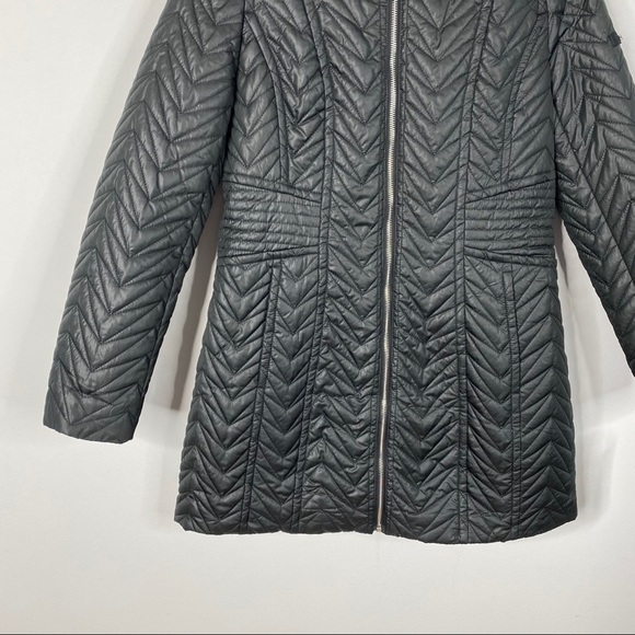 Via Spiga Zig Zag Black Quilted Zip Up Jacket Coat - Picture 3 of 9